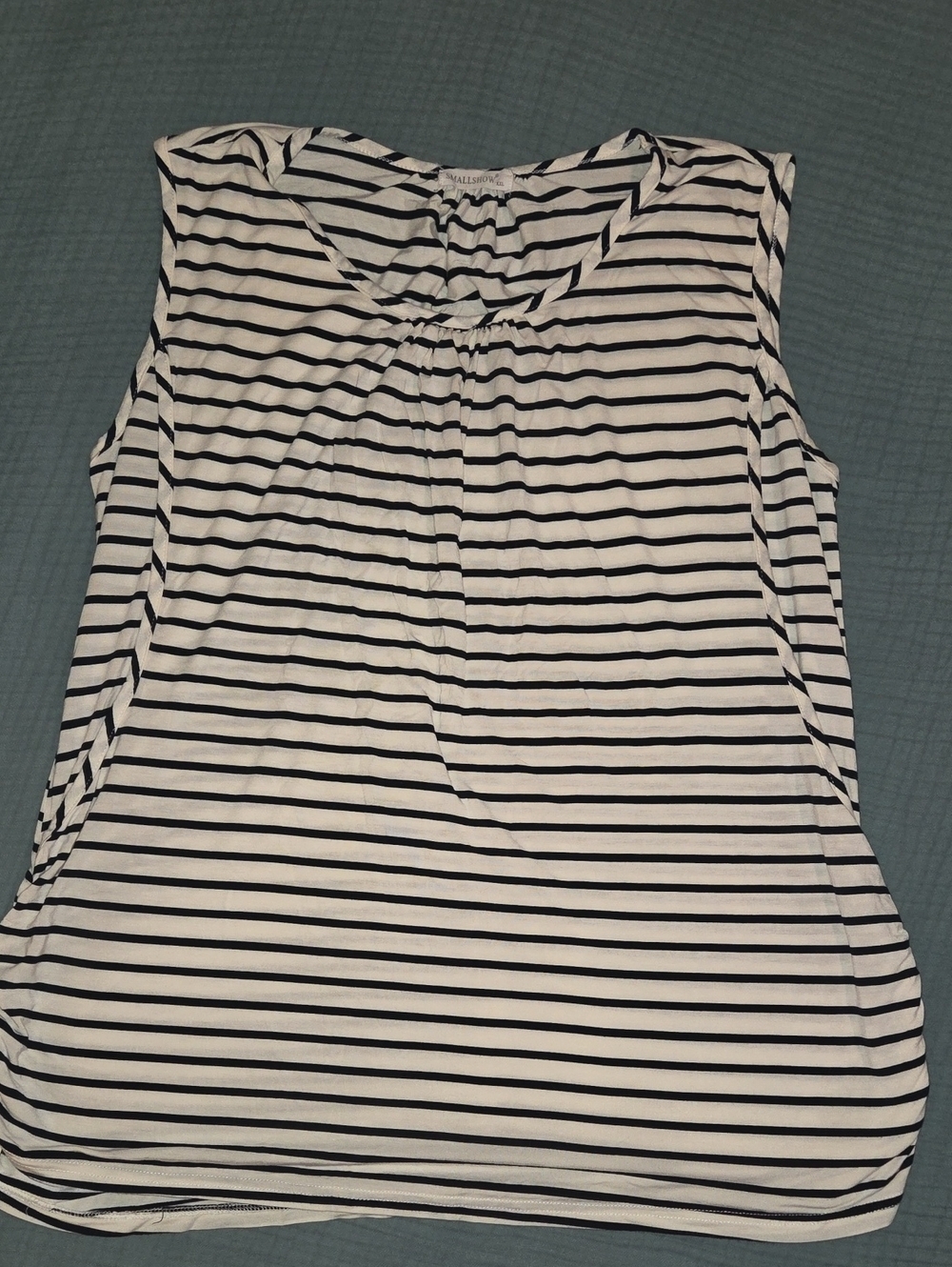 Sleeveless Black & White Striped Women's Nursing Tank Top